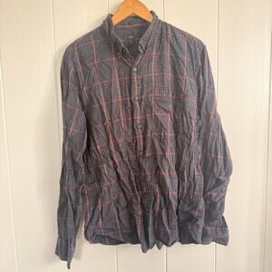 J. Crew 100% Cotton Plaid Slim Button Up Size XL